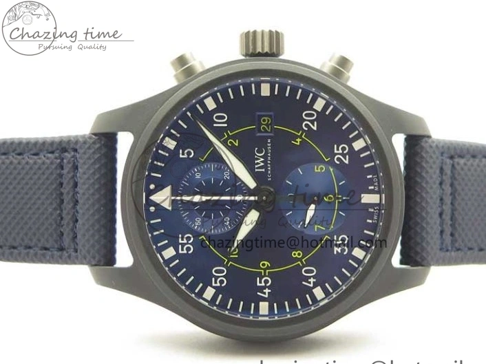 MIROTIME 0304 Reliable Pilot Chrono Blue Angels Black Ceramic ZF Best Edition on Blue Leather Strap A 7088
